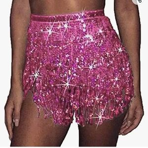 QTY 2 Sequence tassle skirts pink and red